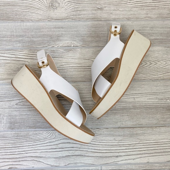 Zara Woman Platform White Sandals